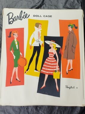 Mattel Vintage 1961 Barbie White Vinyl Ponytail Doll Carrying Case - GUC
